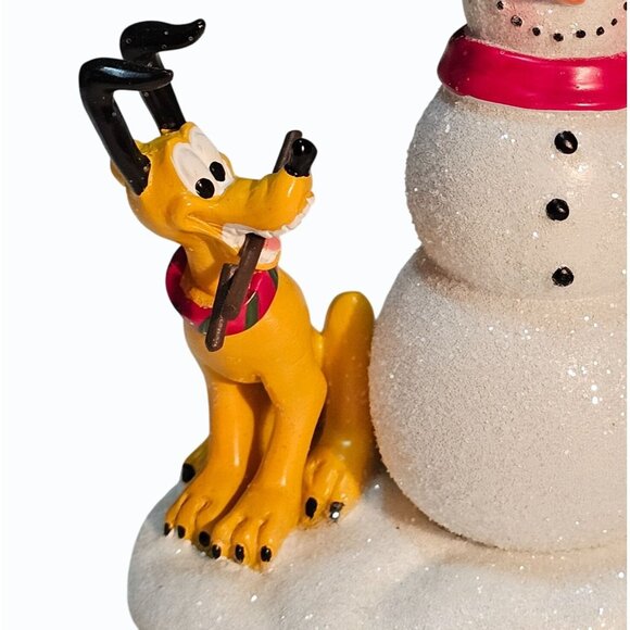 St. Nicholas Square Disney Pluto with Snowman Holiday Christmas Village - Picture 5 of 9